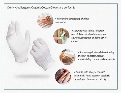 Cottonique Hypoallergenic Gloves Made with 100% Latex-Free Organic Cotton for Hand Eczema & Sensitive Skin in Saudi Arabia