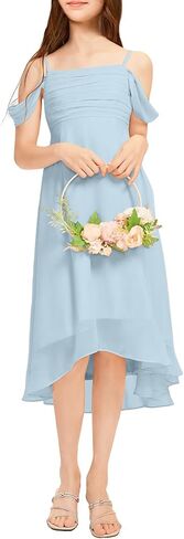 فستان Imily Bela للفتيات ذو الكتف البارد لوصيفات العروس غير المتماثلة من الشيفون لحفلات الزفاف in Kuwait