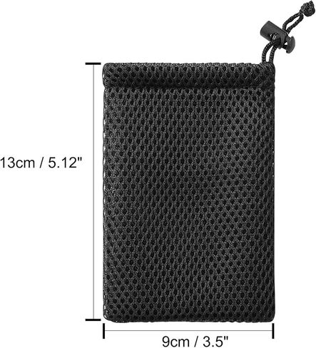 HOMEKE 5 قطع من النايلون الشبكي حقيبة برباط صغيرة من القماش الشبكي حقائب للأشياء الصغيرة للهاتف المحمول Mp3 5.5 × 3.5 بوصة أكياس تخزين صغيرة in Kuwait