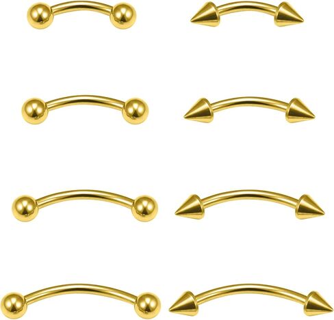 Ovxznts Eyebrow Piercing Jewelry Surgical Steel Vertical Labret Lip Jewelry Curved Barbell Tiny Eyebrow Rings Ear Rook Navel Small Belly Button Ring for Women Men 20g 16g 6mm/8mm/10mm/12mm in Saudi Arabia