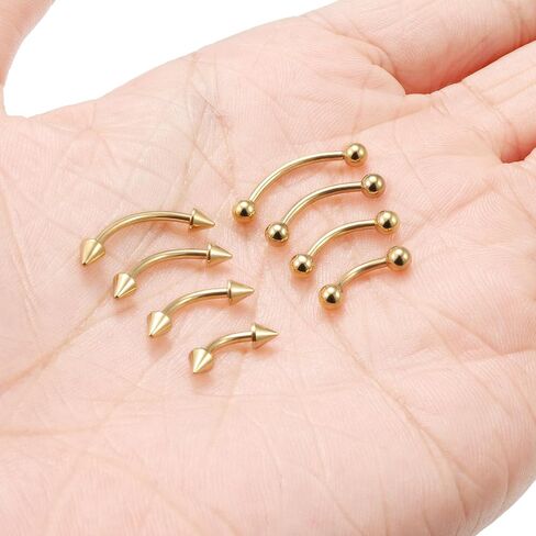 Ovxznts Eyebrow Piercing Jewelry Surgical Steel Vertical Labret Lip Jewelry Curved Barbell Tiny Eyebrow Rings Ear Rook Navel Small Belly Button Ring for Women Men 20g 16g 6mm/8mm/10mm/12mm in Saudi Arabia