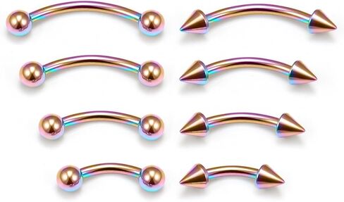 Ovxznts Eyebrow Piercing Jewelry Surgical Steel Vertical Labret Lip Jewelry Curved Barbell Tiny Eyebrow Rings Ear Rook Navel Small Belly Button Ring for Women Men 20g 16g 6mm/8mm/10mm/12mm in Saudi Arabia