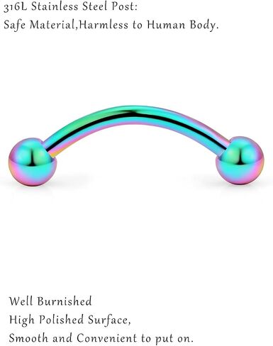 Ovxznts Eyebrow Piercing Jewelry Surgical Steel Vertical Labret Lip Jewelry Curved Barbell Tiny Eyebrow Rings Ear Rook Navel Small Belly Button Ring for Women Men 20g 16g 6mm/8mm/10mm/12mm in Saudi Arabia