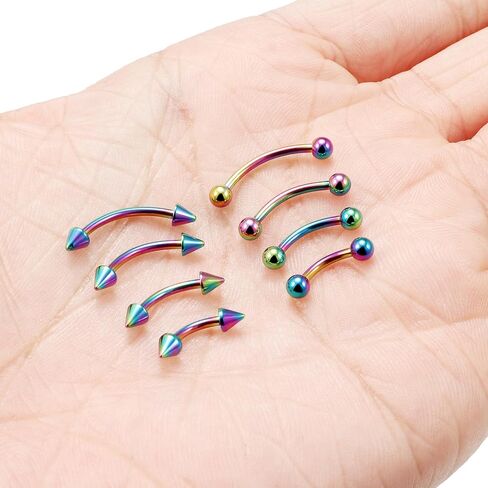 Ovxznts Eyebrow Piercing Jewelry Surgical Steel Vertical Labret Lip Jewelry Curved Barbell Tiny Eyebrow Rings Ear Rook Navel Small Belly Button Ring for Women Men 20g 16g 6mm/8mm/10mm/12mm in Saudi Arabia