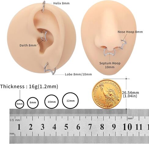VOJO G23 التيتانيوم القمر Daith روك ثقب الأقراط مجوهرات الزنمة اللولب الأنف خواتم الغضروف للنساء in Saudi Arabia
