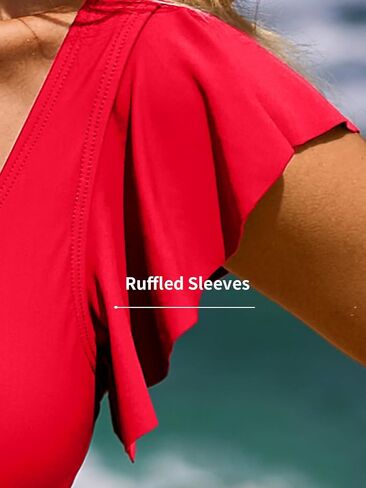 SOCIALA Ruffle One Piece Swimsuit Women O-Ring Cutout Bathing Suit Sexy Monokini Swimwear S-XL in Saudi Arabia