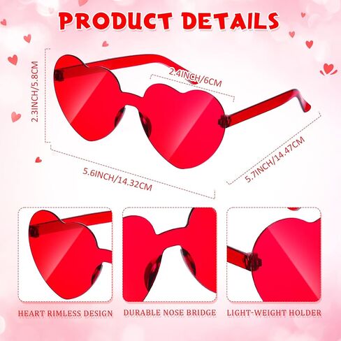 8 قطع قلب العصابة عيد الحب القلب عصابة الرأس الأحمر الوردي رئيس البوب و القلب نظارات شمسية ملونة نظارات شمسية القلب نظارات العين الحب الملحقات للنساء عطلة عيد الميلاد in Kuwait