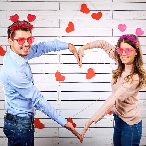 8 قطع قلب العصابة عيد الحب القلب عصابة الرأس الأحمر الوردي رئيس البوب و القلب نظارات شمسية ملونة نظارات شمسية القلب نظارات العين الحب الملحقات للنساء عطلة عيد الميلاد in Kuwait