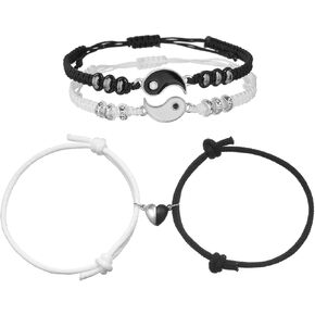 أفضل أساور صديق مطابقة سوار يين يانغ لمسافات طويلة مطابقة أساور الحبل قابل للتعديل مطابقة المجوهرات للأزواج صديقة صديقها هدايا العلاقة in Kuwait