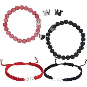 Matching Bracelets for Couples, His and Hers Bracelets Set, Heart Bracelets for Girlfriend Boyfriend Wife Husband Fiancee Lover, Anniversary Birthday Engagement Valentine's Day Long Distance Missing