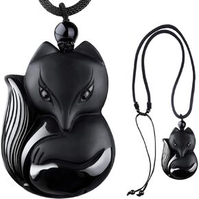 COMPONALL الثعلب حجر السج قلادة للنساء، الثعلب مجوهرات للفتيات الأحجار الكريمة القلائد قلادة للنساء شفاء كريستال قلادة حماية تميمة سحر للفتيات الأمهات هدية عيد المجوهرات in Kuwait