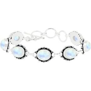 Natural Moonstone Labradorite Lapis Bracelet 9x11mm Oval Shape Gemstone 925 Silver Overlay Handmade Bracelet Jewelry in Kuwait