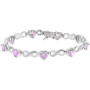 Cate & Chloe Amanda 18k Infinity Heart Tennis Bracelet, White Gold Plated Bangle Bracelet with Unique Infinity Chain Design & Heart CZ Stones, Sparkling Charm Bracelets for Women in Saudi Arabia