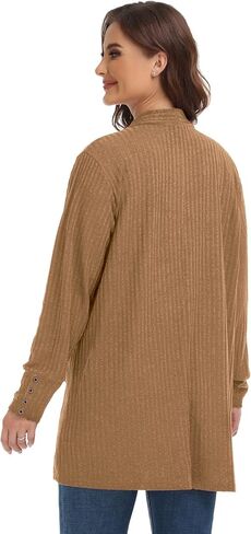 MONNURO Plus Size Open Front Cardigan Sweaters for Women Lightweight Long Sleeve Fall Coat with Pockets in Kuwait