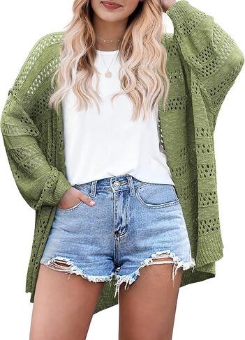سترة IN'VOLAND النسائية مقاس كبير من الكروشيه Kimonos Boho بأكمام طويلة كبيرة الحجم للصيف مفتوحة من الأمام سترة محبوكة in Saudi Arabia
