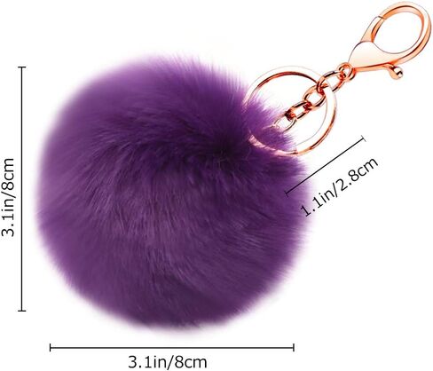 Soleebee Soft Artificial Rabbit Fur Keychain Plush Ball Key Ring Cute Pom Pom Bag Charm for Women Girls in Kuwait