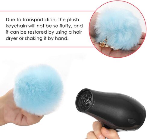 Soleebee Soft Artificial Rabbit Fur Keychain Plush Ball Key Ring Cute Pom Pom Bag Charm for Women Girls in Kuwait