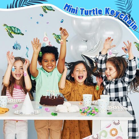 مجموعة سلاسل مفاتيح بتصميم سلحفاة من زد اتش دبليو كيه ام واي بي مكونة من 35 قطعة، مجسمات صغيرة متعددة الالوان من الراتنج لشنطة اليد وسلاحف البحر، مستلزمات حفلات اعياد الميلاد للاولاد والبنات in Kuwait