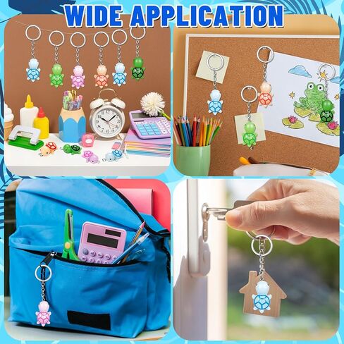 مجموعة سلاسل مفاتيح بتصميم سلحفاة من زد اتش دبليو كيه ام واي بي مكونة من 35 قطعة، مجسمات صغيرة متعددة الالوان من الراتنج لشنطة اليد وسلاحف البحر، مستلزمات حفلات اعياد الميلاد للاولاد والبنات in Kuwait