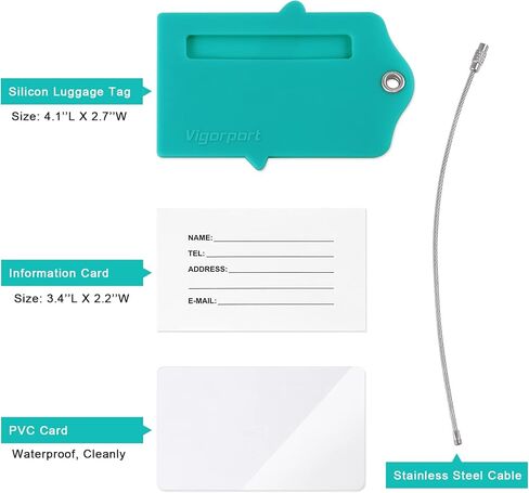 Vigorport 3 عبوات من علامات الأمتعة المصنوعة من السيليكون باللون الأزرق البحيرة وإضافة أشرطة أمتعة للحقيبة معتمدة من إدارة أمن المواصلات الأمريكية (عبوة من قطعتين) in Kuwait