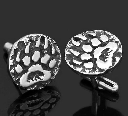 GuoShuang 1 زوج الفولاذ المقاوم للصدأ الشمال فايكنغ تميمة رون الدب الصغير باو أزرار أكمام مع حقيبة هدايا فالكنوت in Kuwait