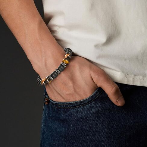 هدايا EPIRORA للرجال - سوار مطرز بالحجر الطبيعي للرجال والزوج والصديق، هدية عيد الميلاد وأعياد الميلاد له in Kuwait