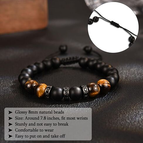 هدايا EPIRORA للرجال - سوار مطرز بالحجر الطبيعي للرجال والزوج والصديق، هدية عيد الميلاد وأعياد الميلاد له in Kuwait