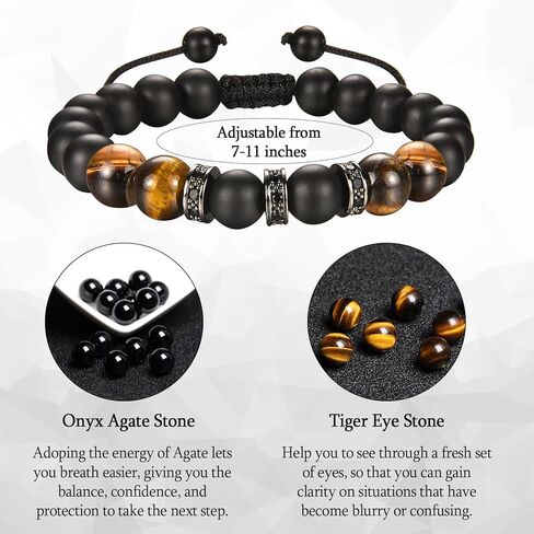 هدايا EPIRORA للرجال - سوار مطرز بالحجر الطبيعي للرجال والزوج والصديق، هدية عيد الميلاد وأعياد الميلاد له in Kuwait