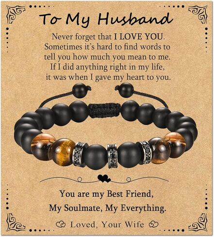 هدايا EPIRORA للرجال - سوار مطرز بالحجر الطبيعي للرجال والزوج والصديق، هدية عيد الميلاد وأعياد الميلاد له in Kuwait