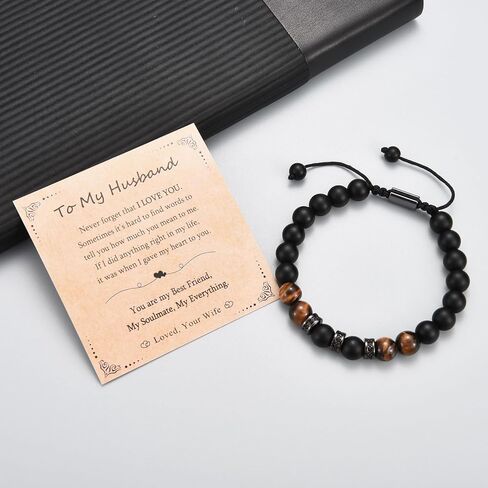 هدايا EPIRORA للرجال - سوار مطرز بالحجر الطبيعي للرجال والزوج والصديق، هدية عيد الميلاد وأعياد الميلاد له in Kuwait