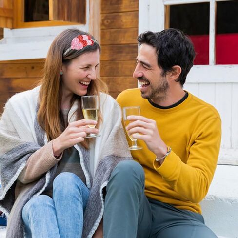 totelux عيد الحب القلب عقال بريق الشعر الفرقة الوردي الأحمر الحب القلب اكسسوارات الشعر للنساء الفتيات عيد الحب حزب غطاء الرأس الديكور عيد ميلاد لوازم الزفاف هدية in Kuwait