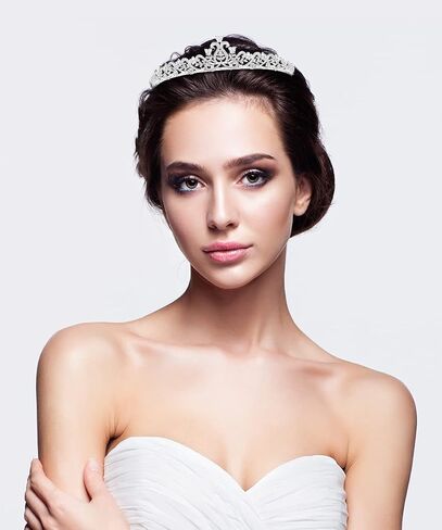 تاج وتاج زركونيا مكعب من YYSuniee، تيجان فاخرة لحفلات الزفاف وأعياد الميلاد للنساء هدية عصرية in Saudi Arabia