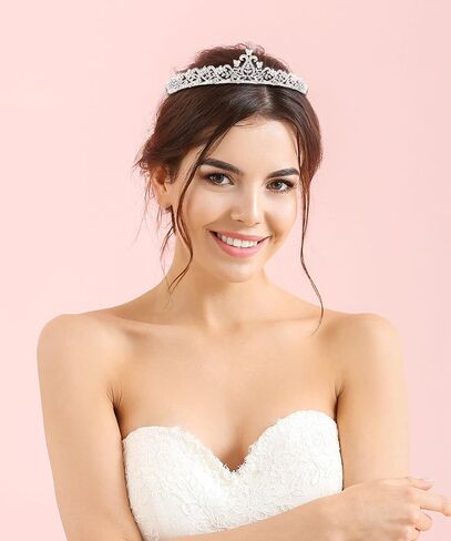 تاج وتاج زركونيا مكعب من YYSuniee، تيجان فاخرة لحفلات الزفاف وأعياد الميلاد للنساء هدية عصرية in Saudi Arabia