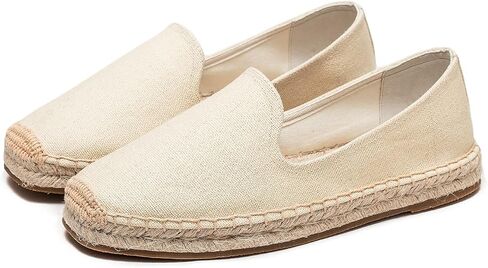 U-lite Men's Classic Suede Canvas Round Cap Toe Espadrilles Loafers Pure Color Slip On Comfortable Flats Shoes in Saudi Arabia