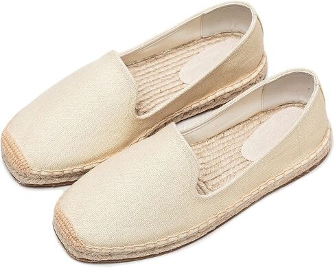 U-lite Men's Classic Suede Canvas Round Cap Toe Espadrilles Loafers Pure Color Slip On Comfortable Flats Shoes in Saudi Arabia