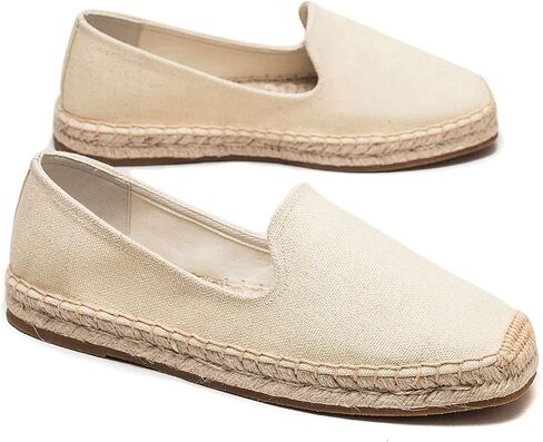 U-lite Men's Classic Suede Canvas Round Cap Toe Espadrilles Loafers Pure Color Slip On Comfortable Flats Shoes in Saudi Arabia