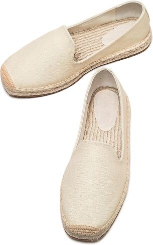 U-lite Men's Classic Suede Canvas Round Cap Toe Espadrilles Loafers Pure Color Slip On Comfortable Flats Shoes in Saudi Arabia