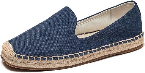 U-lite Men's Classic Suede Canvas Round Cap Toe Espadrilles Loafers Pure Color Slip On Comfortable Flats Shoes in Saudi Arabia