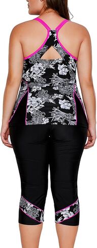 joo meryer Womens 2pcs Floral Printed Racerback Tankini Swimsuits with Swim Capris Plus Size M-XXXXXL in Saudi Arabia