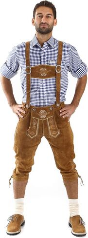 الجلود الحرفية رجالي المؤخرات الركبة الألمانية البافارية Lederhosen Oktoberfest بني فاتح Lederhosen in Saudi Arabia