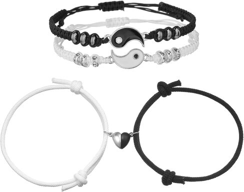 أفضل أساور صديق مطابقة سوار يين يانغ لمسافات طويلة مطابقة أساور الحبل قابل للتعديل مطابقة المجوهرات للأزواج صديقة صديقها هدايا العلاقة in Kuwait