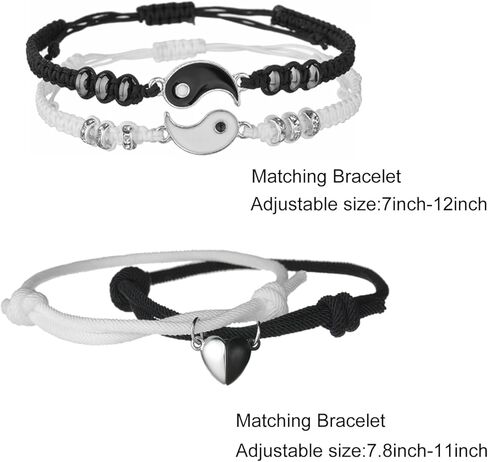 أفضل أساور صديق مطابقة سوار يين يانغ لمسافات طويلة مطابقة أساور الحبل قابل للتعديل مطابقة المجوهرات للأزواج صديقة صديقها هدايا العلاقة in Kuwait