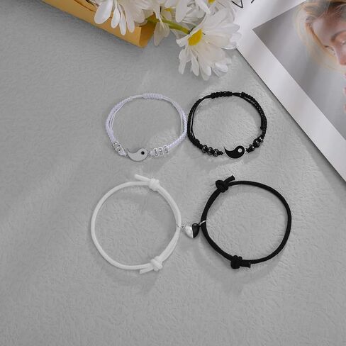 أفضل أساور صديق مطابقة سوار يين يانغ لمسافات طويلة مطابقة أساور الحبل قابل للتعديل مطابقة المجوهرات للأزواج صديقة صديقها هدايا العلاقة in Kuwait