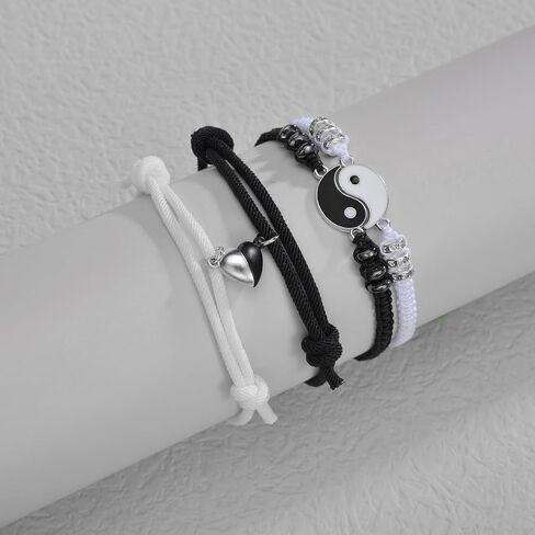 أفضل أساور صديق مطابقة سوار يين يانغ لمسافات طويلة مطابقة أساور الحبل قابل للتعديل مطابقة المجوهرات للأزواج صديقة صديقها هدايا العلاقة in Kuwait
