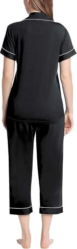 Joyaria Women Viscose Made from Bamboo Pajamas Set Cooling Capri Button Up/Down Pjs Short Sleeve Sleepwear in Saudi Arabia