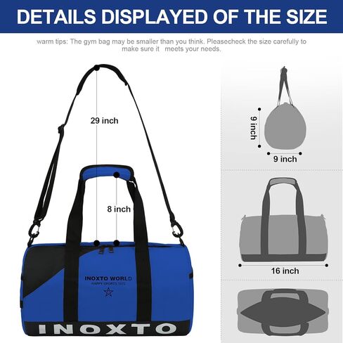 Inoxto gym bag, Small Sport Duffel bag for Women, Weekender Overnight Bag with Adjustable Shoulder Straps (Blue) in Kuwait