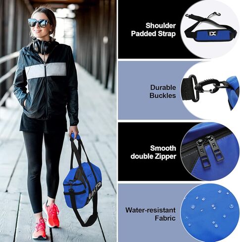 Inoxto gym bag, Small Sport Duffel bag for Women, Weekender Overnight Bag with Adjustable Shoulder Straps (Blue) in Kuwait