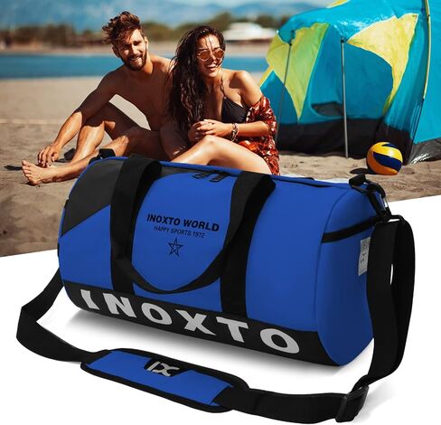 Inoxto gym bag, Small Sport Duffel bag for Women, Weekender Overnight Bag with Adjustable Shoulder Straps (Blue) in Kuwait