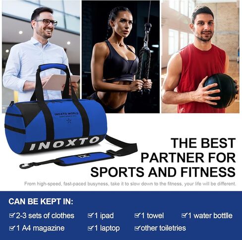 Inoxto gym bag, Small Sport Duffel bag for Women, Weekender Overnight Bag with Adjustable Shoulder Straps (Blue) in Kuwait