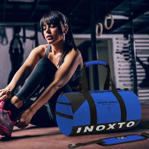 Inoxto gym bag, Small Sport Duffel bag for Women, Weekender Overnight Bag with Adjustable Shoulder Straps (Blue) in Kuwait